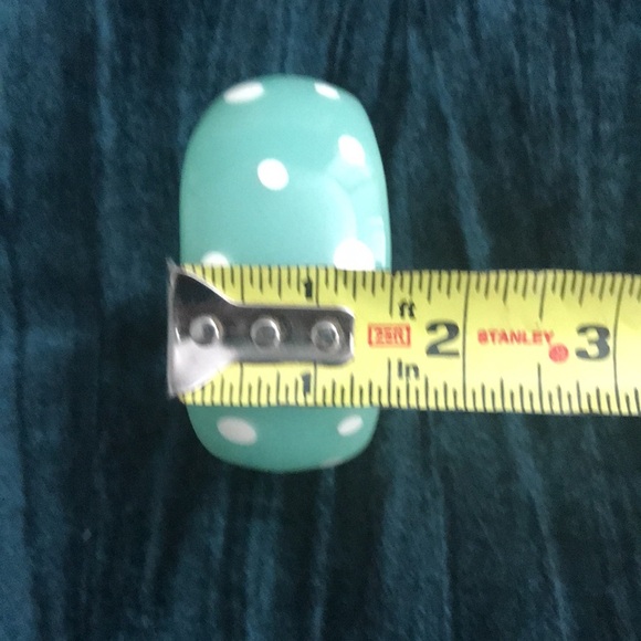 Vintage Chunky Bangle Bracelet Polka Dots green teal white - Picture 10 of 10